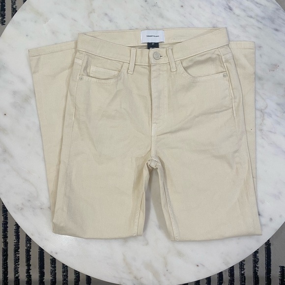 Current Elliott Beige High Waisted Straight Leg Cropped Jeans sz 27 - Picture 1 of 5